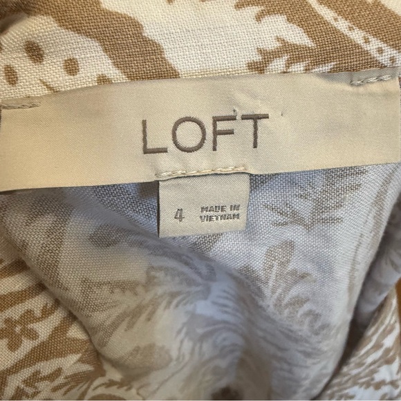 LOFT Linen Blend Botanical Button Front Midi Dress Cottagecore Coastal 4 ❤️ - Picture 6 of 8